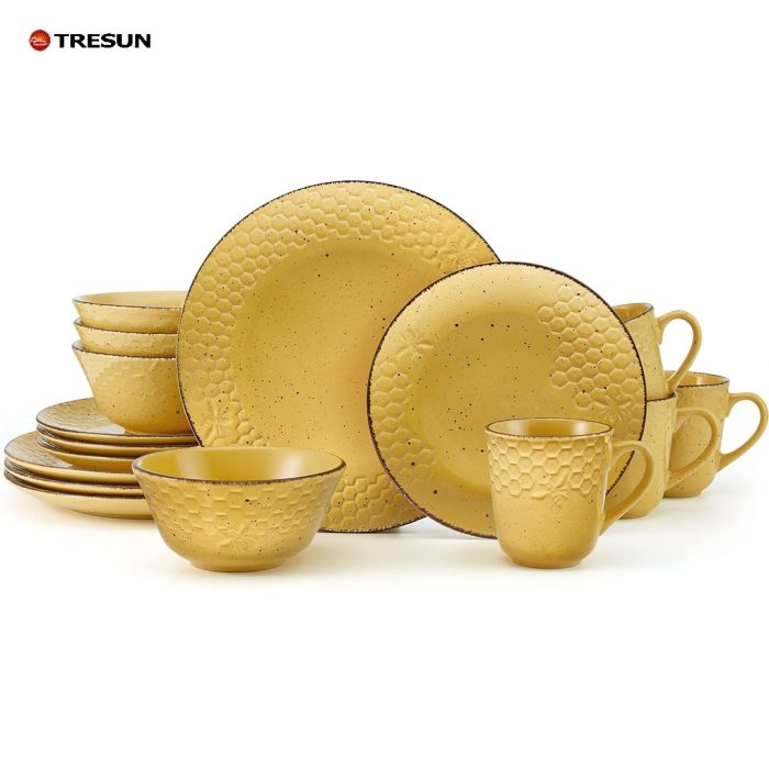 yellow stoneware dinnerware set