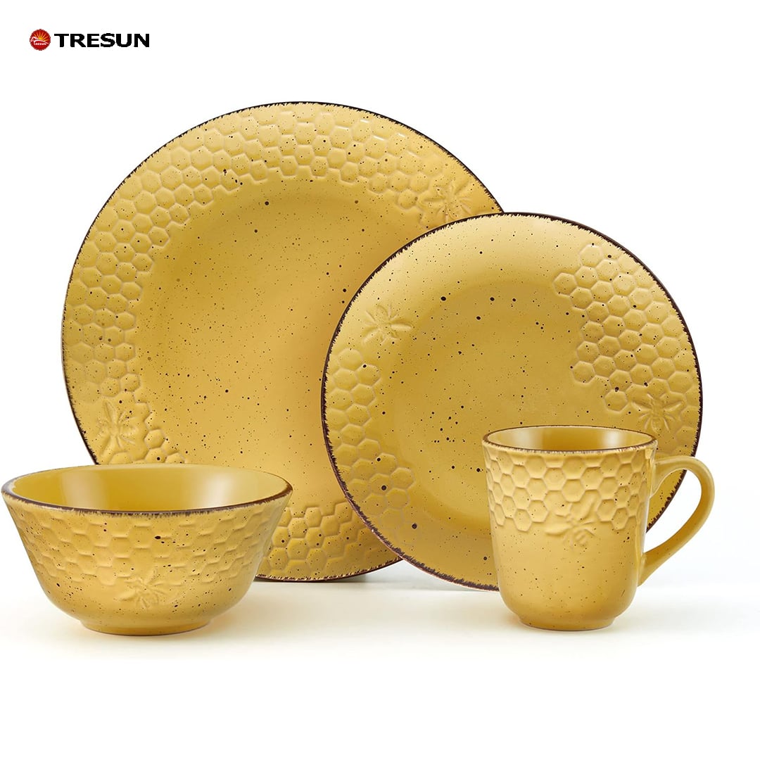 yellow stoneware dinnerware set