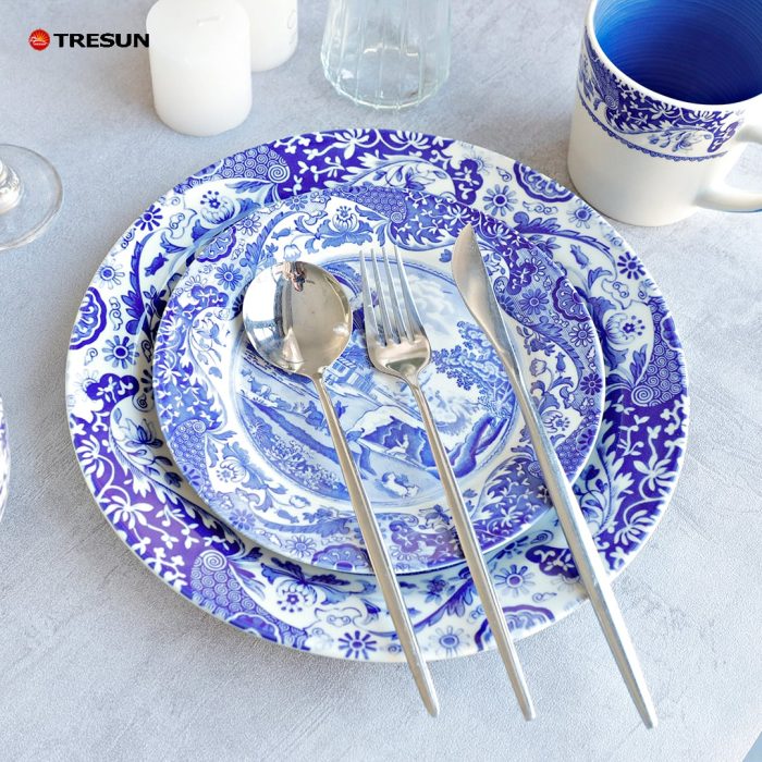 Blue Decal Stoneware Dinnerware Set -1