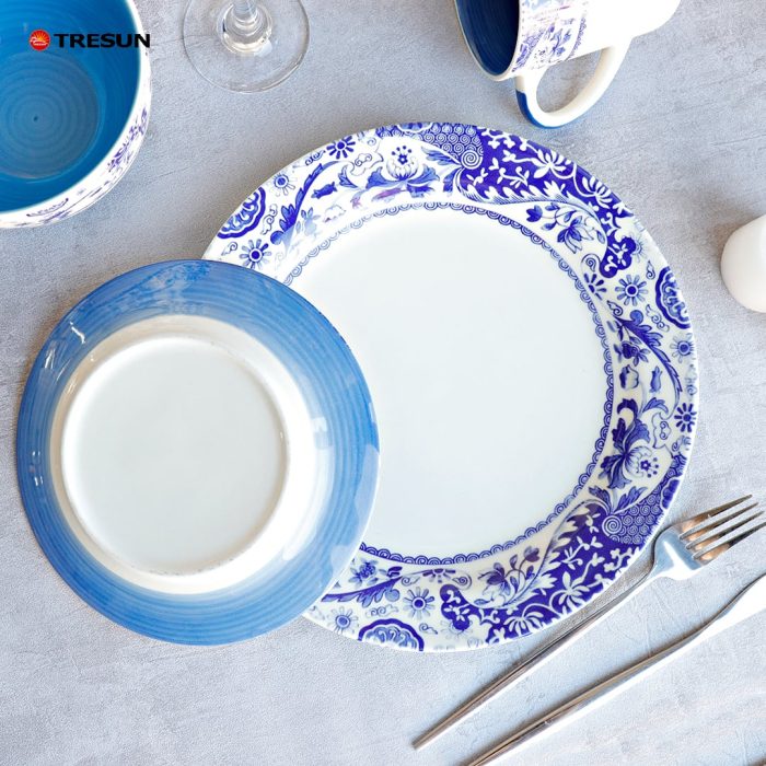 Blue Decal Stoneware Dinnerware Set -1