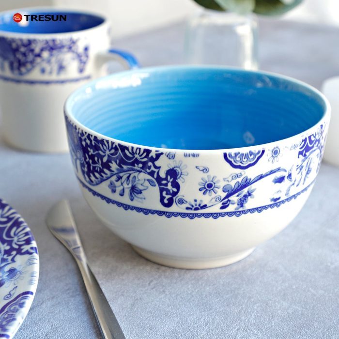 Blue Decal Stoneware Dinnerware Set -1