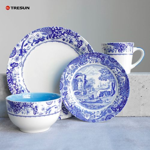 Blue Decal Stoneware Dinnerware Set -1