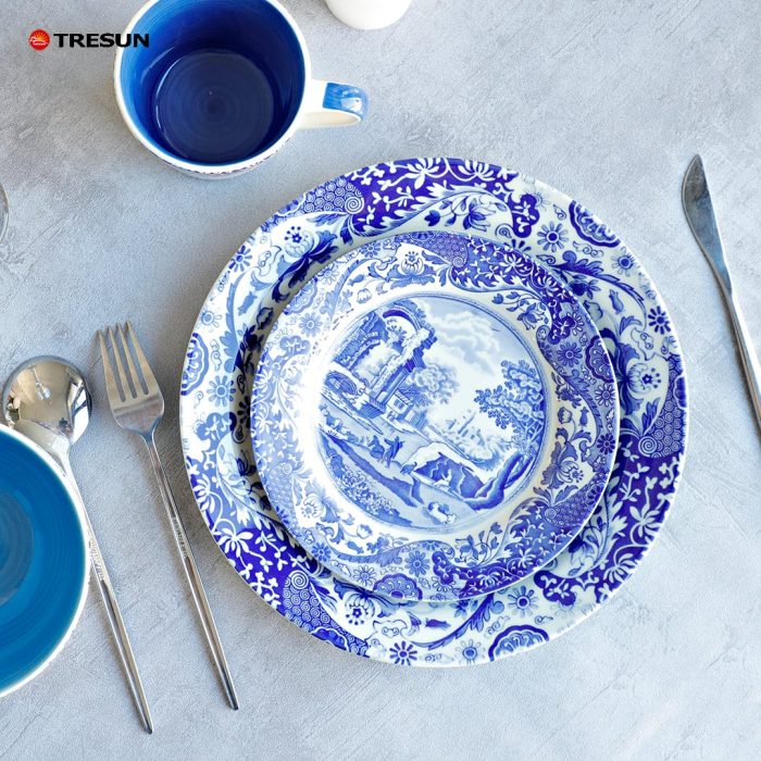 Blue Decal Stoneware Dinnerware Set -1