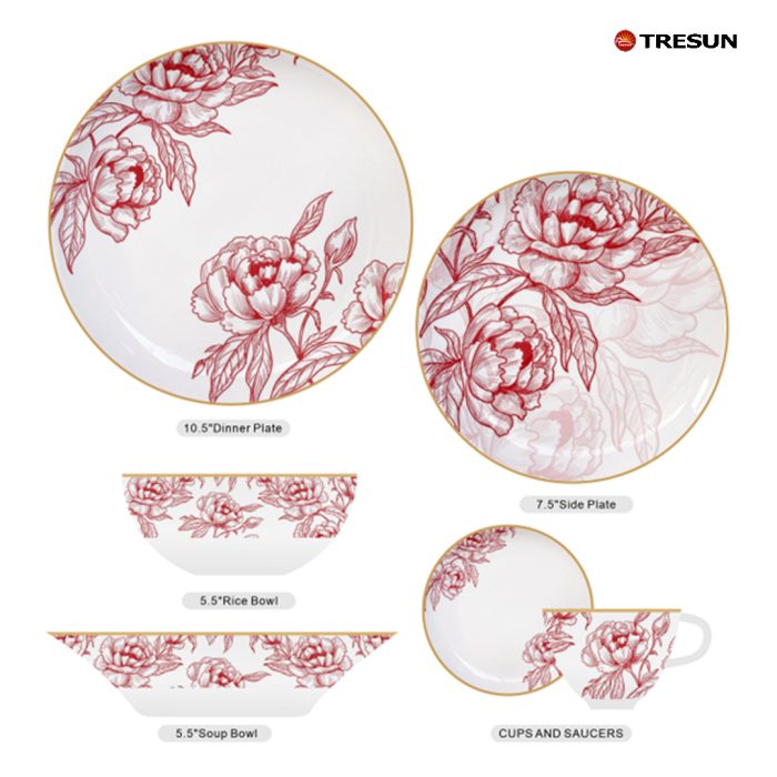 Flowers and plants dinnerware set