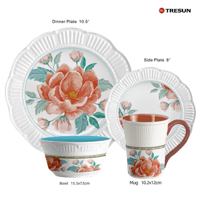 Flowers and plants Embossed dinnerware set
