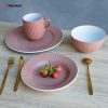 Pink Embossed Stoneware Dinnerware Set