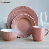 Pink Embossed Stoneware Dinnerware Set