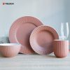 Pink Embossed Stoneware Dinnerware Set