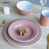 Pink Embossed Stoneware Dinnerware Set
