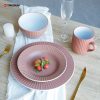 Pink Embossed Stoneware Dinnerware Set