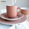 Pink Embossed Stoneware Dinnerware Set
