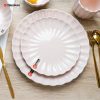 Pink and White Stoneware Embossed Dinnerware Set