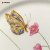 Polychrome Butterfly and Begonia Porcelain Plate