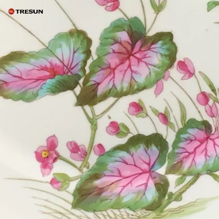 Polychrome Butterfly and Begonia Porcelain Plate