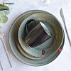 Grey-Green Stoneware Reactive Glaze Dinnerware Set