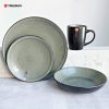 Grey-Green Stoneware Reactive Glaze Dinnerware Set