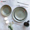 Grey-Green Stoneware Reactive Glaze Dinnerware Set
