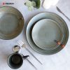 Grey-Green Stoneware Reactive Glaze Dinnerware Set