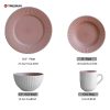 White and Pink Embossed Stoneware Dinnerware Set