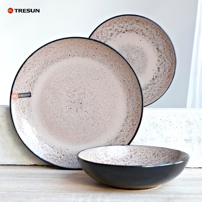 Taupe Stoneware Reactive Glaze Dinnerware Set