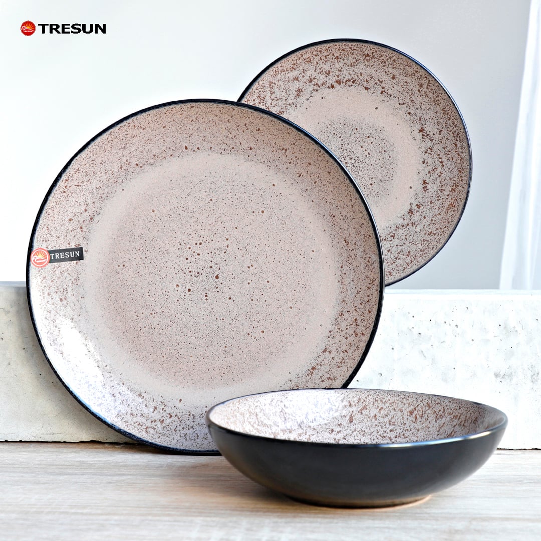 Taupe Stoneware Reactive Glaze Dinnerware Set