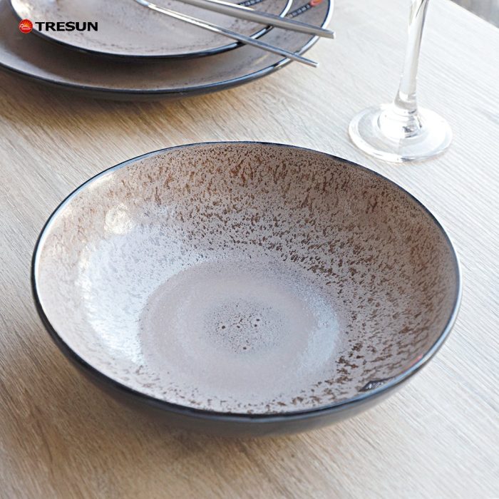 Taupe Stoneware Reactive Glaze Dinnerware Set
