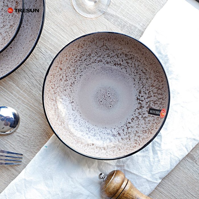 Taupe Stoneware Reactive Glaze Dinnerware Set
