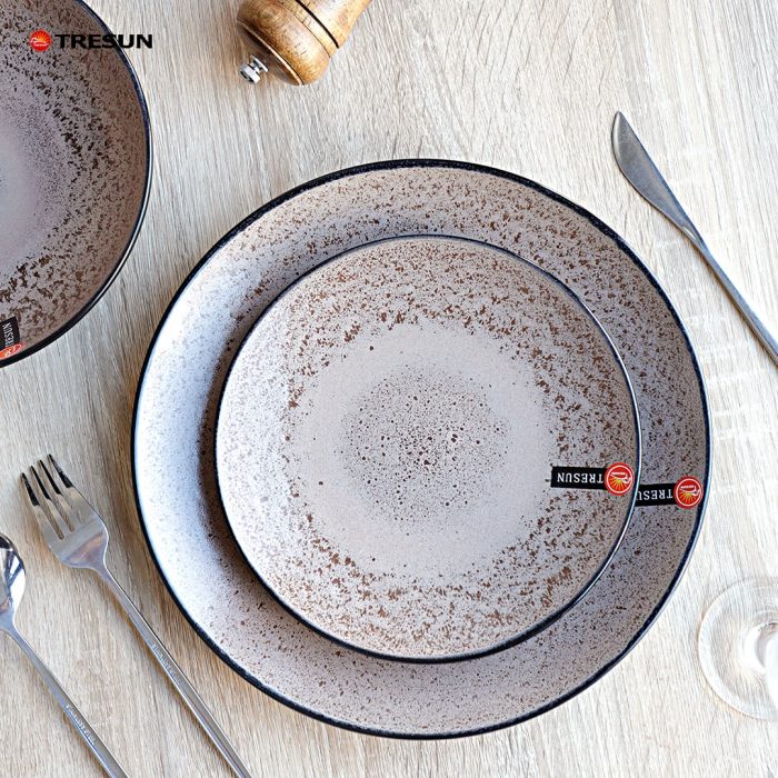 Taupe Stoneware Reactive Glaze Dinnerware Set