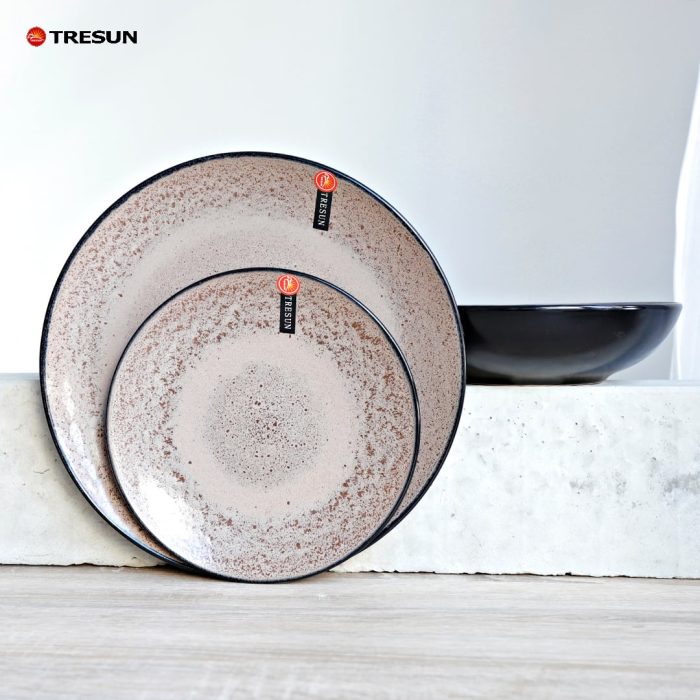 Taupe Stoneware Reactive Glaze Dinnerware Set