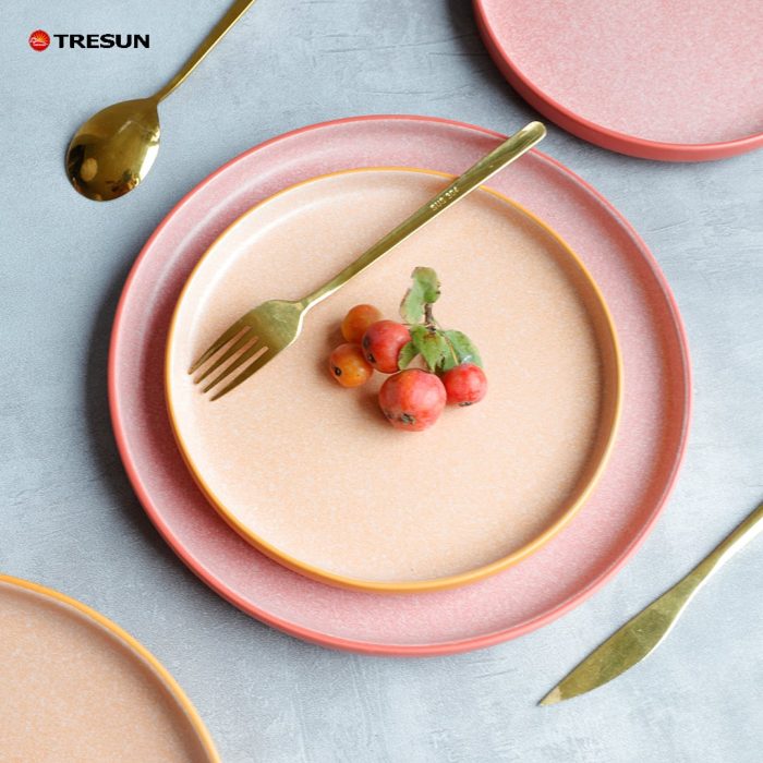 Two-color glaze stoneware reactive dinnerware set