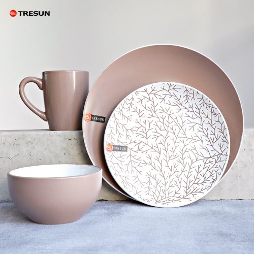 brown stoneware Tableware Twig motiv