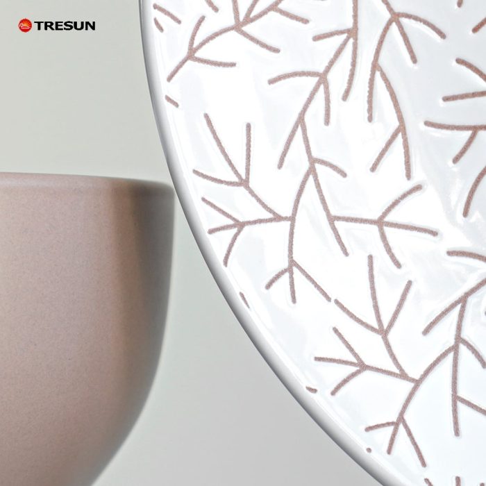 brown stoneware Tableware Twig motiv