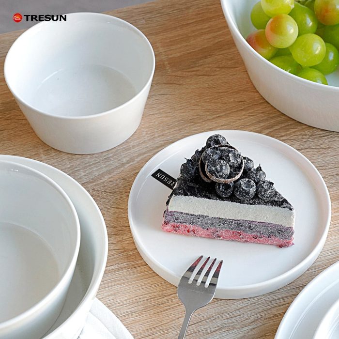 Straight Edge New Bone China Plates & Bowl