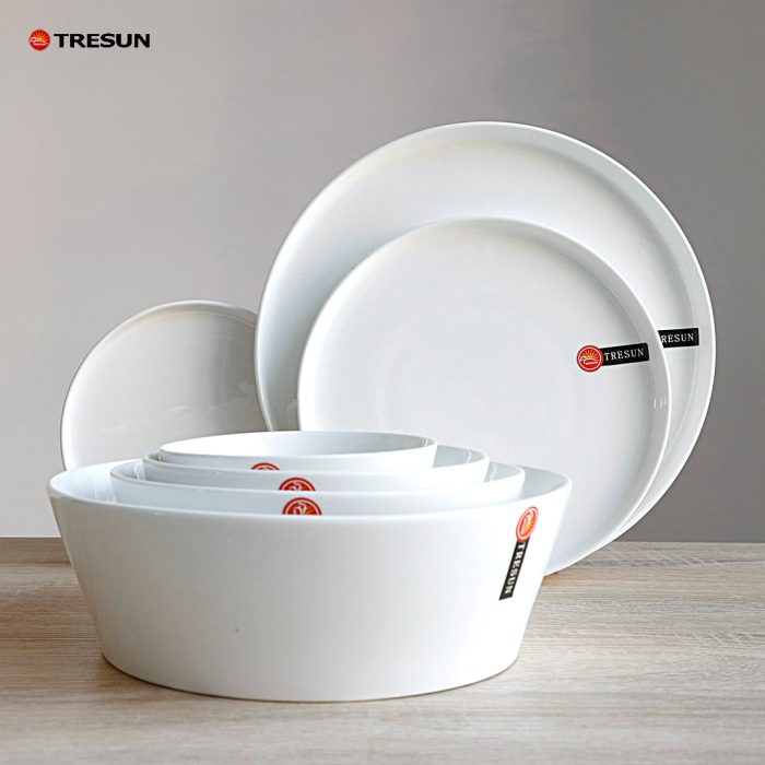 Straight Edge New Bone China Plates & Bowl