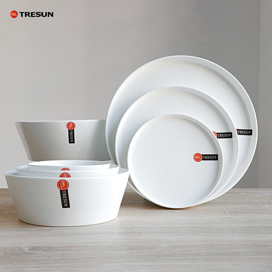 Straight Edge New Bone China Plates & Bowl