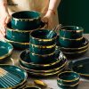 24-Piece Green Modern Porcelain Dish Set