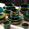 24-Piece Green Modern Porcelain Dish Set